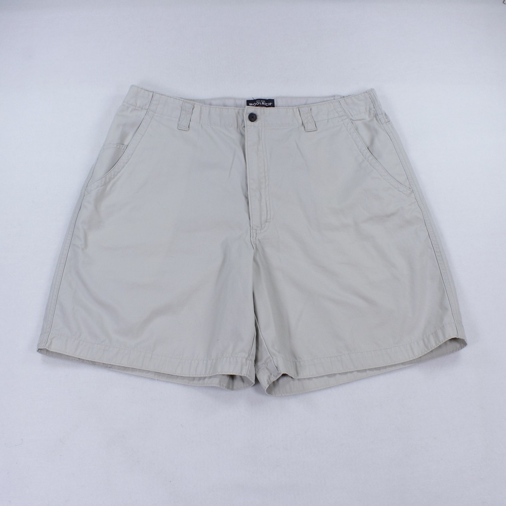 Woolrich Men's Size 38 Hiking Cargo Shorts Stone Beige 100% Cotton Elastic Waist